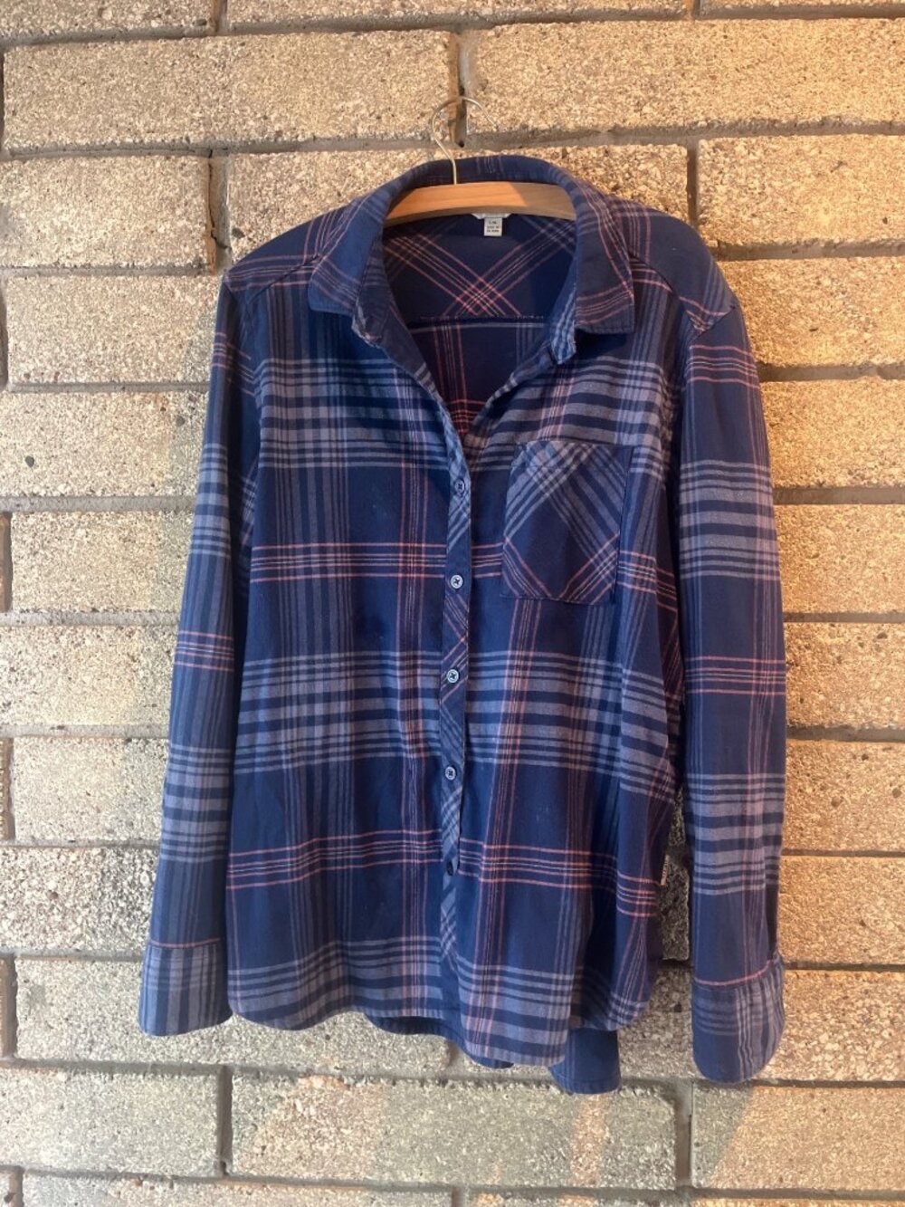 Orvis Womens Classic Collection Navy Plaid Button-Up Flannel Shirt L